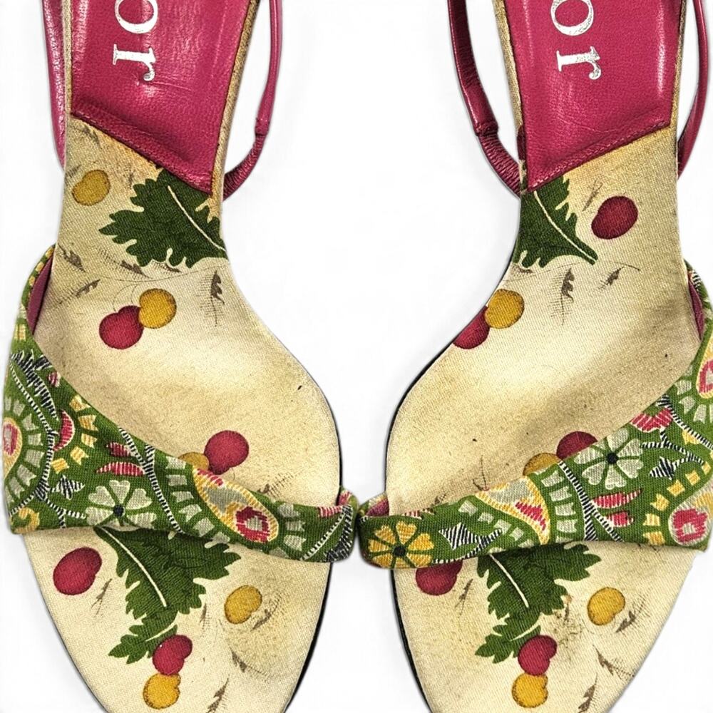 Vintage Dior Heels Galliano Era Paisley Print Slingback Sandals - Size EU 39 (9) - Picture 4 of 8